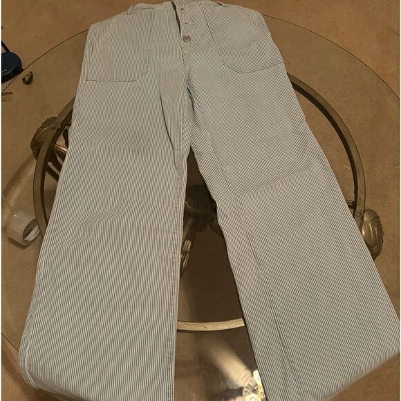 Wide Leg striped button down flare denim - Picture 1 of 4